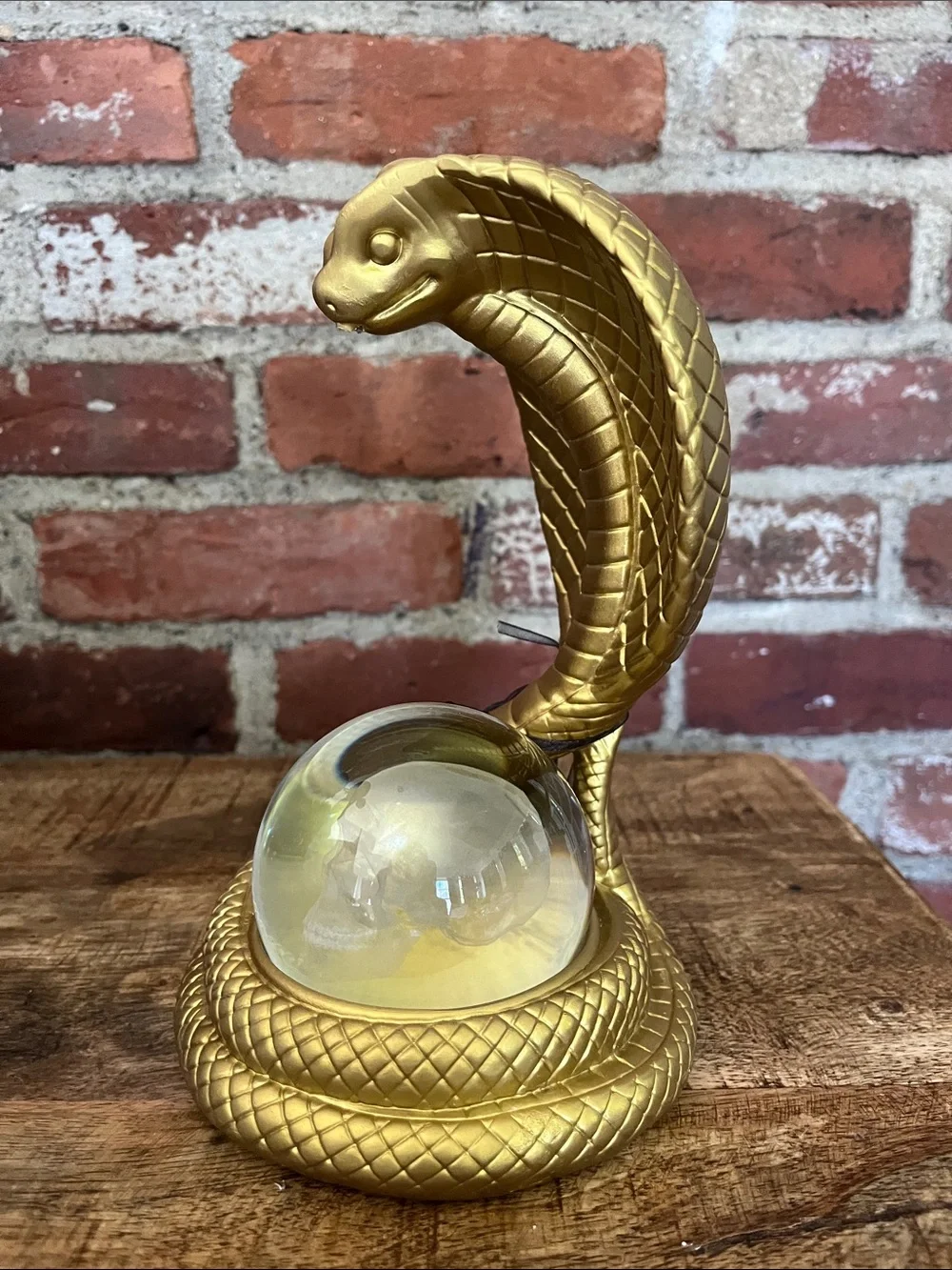 Tahari Gold Cobra with Iridescent Crystal Ball 8 inches tall - Picture 2 of 9